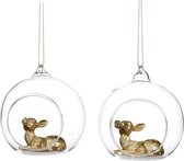 Goodwill Kerstbal Bambi Glas Goud D 9 cm Voordeelaanbod Ass. 2 stuks