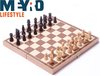 Afbeelding van het spelletje Meyro Lifestyle - Schaakbord met schaakstukken - Opbergdoos - Schaken - Schaakset - Schaakspel - Inclusief speelstukken - Hout