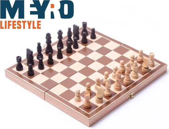 Thumbnail van een extra afbeelding van het spel Meyro Lifestyle - Schaakbord met schaakstukken - Opbergdoos - Schaken - Schaakset - Schaakspel - Inclusief speelstukken - Hout
