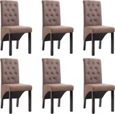 Eetkamerstoelen 6 stuks bruin stof gecapitonneerd