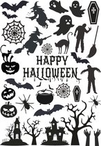 Halloween raamstickervel XL - decoratie halloween - raamsticker - Halloween - zwart silhouet