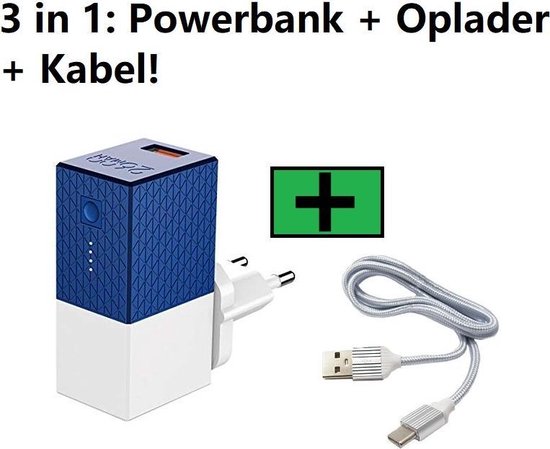 2 in 1 Oplader + Powerbank 2600 mAh Oplaadstekker Samsung met USB-C Kabel | Meter |... | bol.com