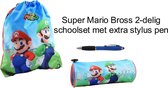Super Mario Bross 2-delig schoolset: Pennenzak + Zwemzak Gymtas + EXTRA 1 Stylus pen