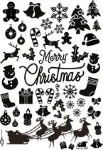 Kerst raamstickervel M herbruikbaar - decoratie kerst - raamsticker - Kerst (Christmas) - zwart silhouet