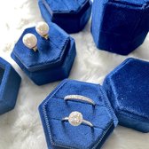 Vintage Inspired Hexagon Velvet Wedding Ring Box - sapphire blue