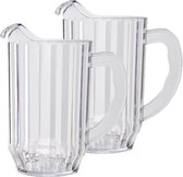 2x carafes/pichets d'eau en verre avec couvercle 1,4 litre - Pichets de jus/pichets d'eau/pichets