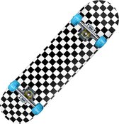 I Wannahave Skateboard - 31 x 7.6 Inch - 79 cm - Volwassenen en Kinderen - Max. Draagbaar 150KG Chess black white cubes met LED wielen