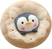 Kawaii knuffel kussen - knuffel - pinguin donut - 40 cm groot