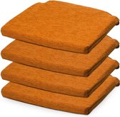 stoelkussens eetkamer - BCASE, Pack of 4 Fantasy Foam Seat and Chair Cushions 40 x 40 cm Removable with Zip Comfortable Durable for Kitchen Bedroom Living Room Garden etc Orange(WK 02130)