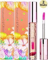 Glamfox Rose Flower Lip Gloss - Lip Plumper Lipgloss Met 24 Karaat Goudschilfers En Roos Bloem - 2-Pack