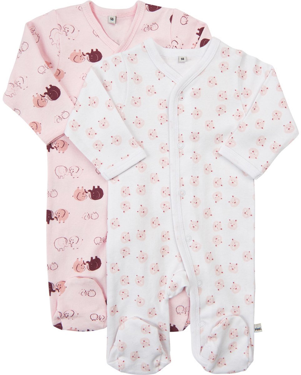 Pippi Slaapromper Meisjes Katoen Roze/wit 2 Stuks Maat 80