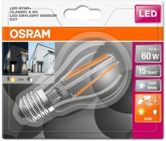 Oprechtheid nevel Elegantie 6 stuks Osram led licht/donker sensorlamp E27 6.5W 4000K | bol.com