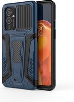 Voor OnePlus 9 War Chariot Series Armor All-inclusive schokbestendige pc + TPU-beschermhoes met onzichtbare houder (blauw)