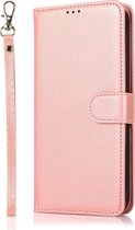 iPhone X/10 Bookcase hoesje 2 in 1 met koord - Back Cover Magneetsluiting Pasjeshouder Kunstleer Flipcase Hoesje - Apple iPhone X/10 - Rose Goud