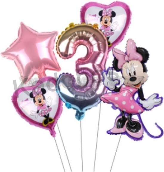 Nutteloos koppeling vaas Minnie Mouse ballonnen set verjaardag 3 jaar Folie ballon | bol.com