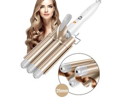 Rock&Rose Wafeltang Haar - beach waves krultang - Golvenkrultang - Wave krultang - Wit / Beige