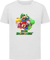 Super Mario World - Nintendo - T-shirt kinderen - Maat 122/128 - 7-8 jaar - T-shirt wit korte mouw