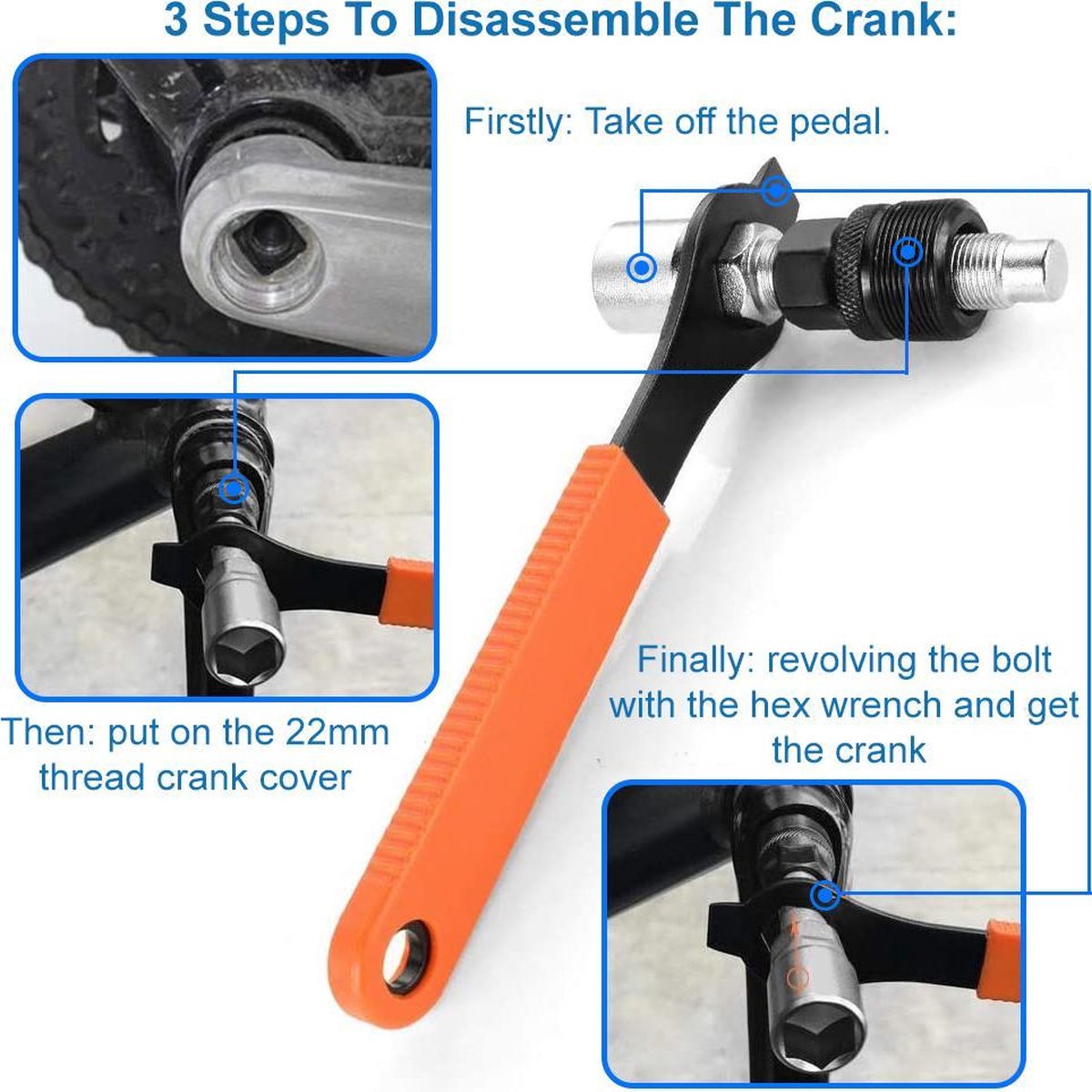 Extracteur De Pédalier Vélo TBoonor - 24mm 20 Dents - Compatible Shimano - Outil Réparation Vélo Universel