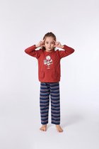 Woody pyjama meisjes/dames - rood - highlander koe - kip - 212-1-PLG-S/461 - maat 116