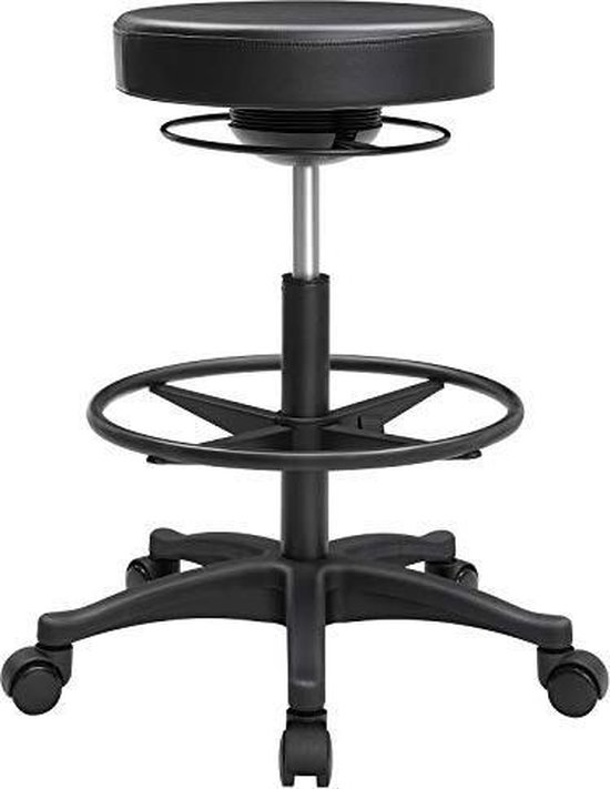 Chaise de Segenn Alexa ergonomique - tabouret - chaise de travail sur roulettes - tabouret ergonomique - tabouret - chaise pivotante à 360 ° - réglable en hauteur - 59,5- 81 cm - repose-pieds réglable - Noir
