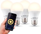 B.K.Licht - Slimme Lichtbron - smart lamp - set van 4 - met E27 - 9W LED - WiFi - App - 2.700K warm wit licht - 806 Lm - voice control - lampjes  - LED lamp