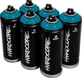 MTN Hardcore Planet Blue - blauwe spuitverf - 6 stuks - 400ml hoge druk en glossy afwerking