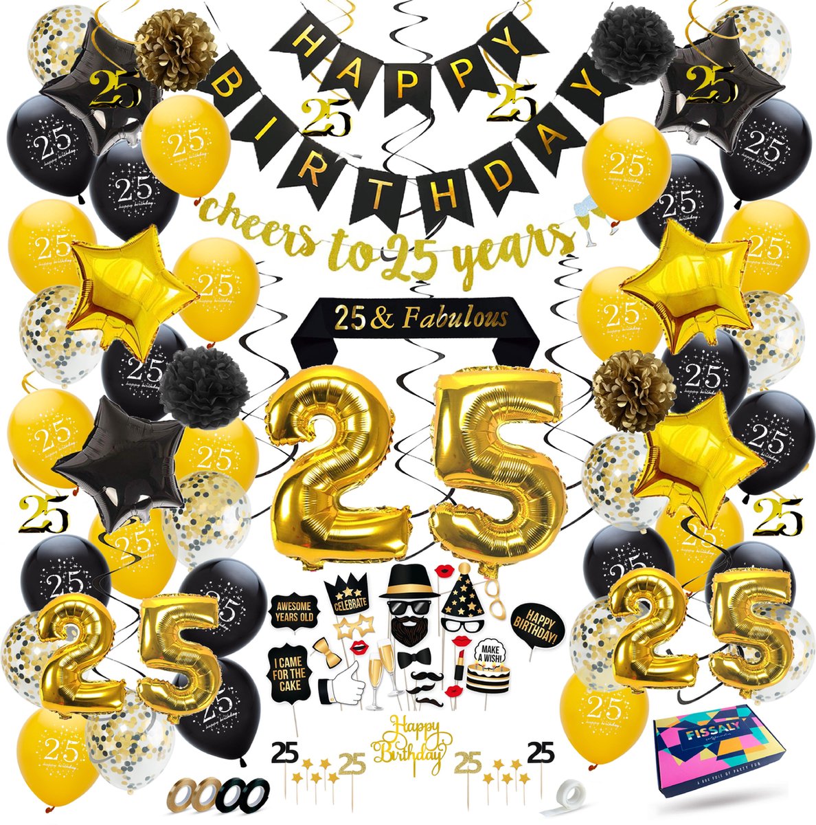 Fissaly® 25 Jaar Verjaardag Decoratie Versiering - Ballonnen – Jubileum Man  & Vrouw -... | Bol.Com
