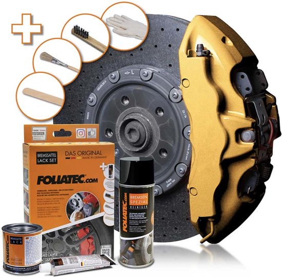 Foliatec Set de peinture pour étrier de frein Prestige Metallic Gold 7 pièces