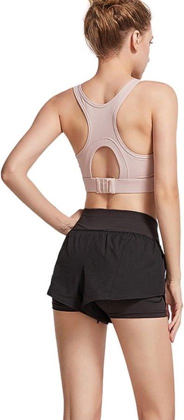 Sportshort dames - Korte broek - Fitness - Running - Quick Dry met legging  - Zwart maat S | bol.com
