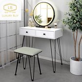 Luxury Buy kaptafel(original) +free makeup organizer cadeau- makeup tafel-led verlichting- met verstelbare spiegel- met comfort kruk-zwart-wit