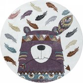 Vrolijk kinderkamervloerkleed Funny - Lama - violet - rond - O 120 cm