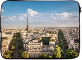 Laptophoes 13 inch - Frankrijk - Parijs - Eiffeltoren - Laptop sleeve - Binnenmaat 32x22,5 cm - Zwarte achterkant