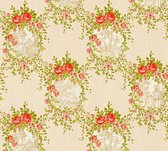 A.S. Création behangpapier bloemen rood, groen en beige - AS-344991 - 53 cm x 10,05 m