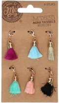 Mini tassels bedeltjes - 6 stuks