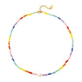 ketting regenboog met kralen-Choker- lengte verstelbaar 40cm-45cm