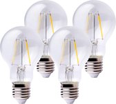 4x - Leddy's - LED Lampen Peer - Plasticvrij - 2W - Dimbaar - E27 Grote Fitting - 2700K Warm wit