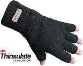 Thinsulate fleece gevoerde vingerloze handschoenen maat L/XL kleur zwart