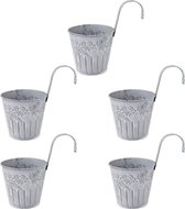 Balkonbak - Zinaps opknoping potten set van 5 plant potten bloem pot planter plant houder met haken balkon wanddecoratie -  (WK 02124)