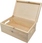 Houten opbergkist met deksel - stapelbaar - 29,6 CM x 19,7 CM x 14,5 CM