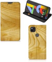 Stand Case Google Pixel 4a Smart Cover Licht Hout