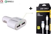 OLESIT 36W Qualcomm 2.0 Quick Charge USB Autolader - Fast Charging - Lader met micro usb kabel - Wit