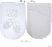 Sac à chaussures Alista pour la gymnastique rythmique - sac gris clair avec imprimé paillettes argentées - cadeau de danse et de sport