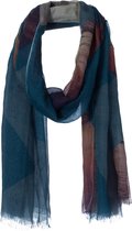 Sjaal blauw - 30% zijde / 70% katoen - kruis print
