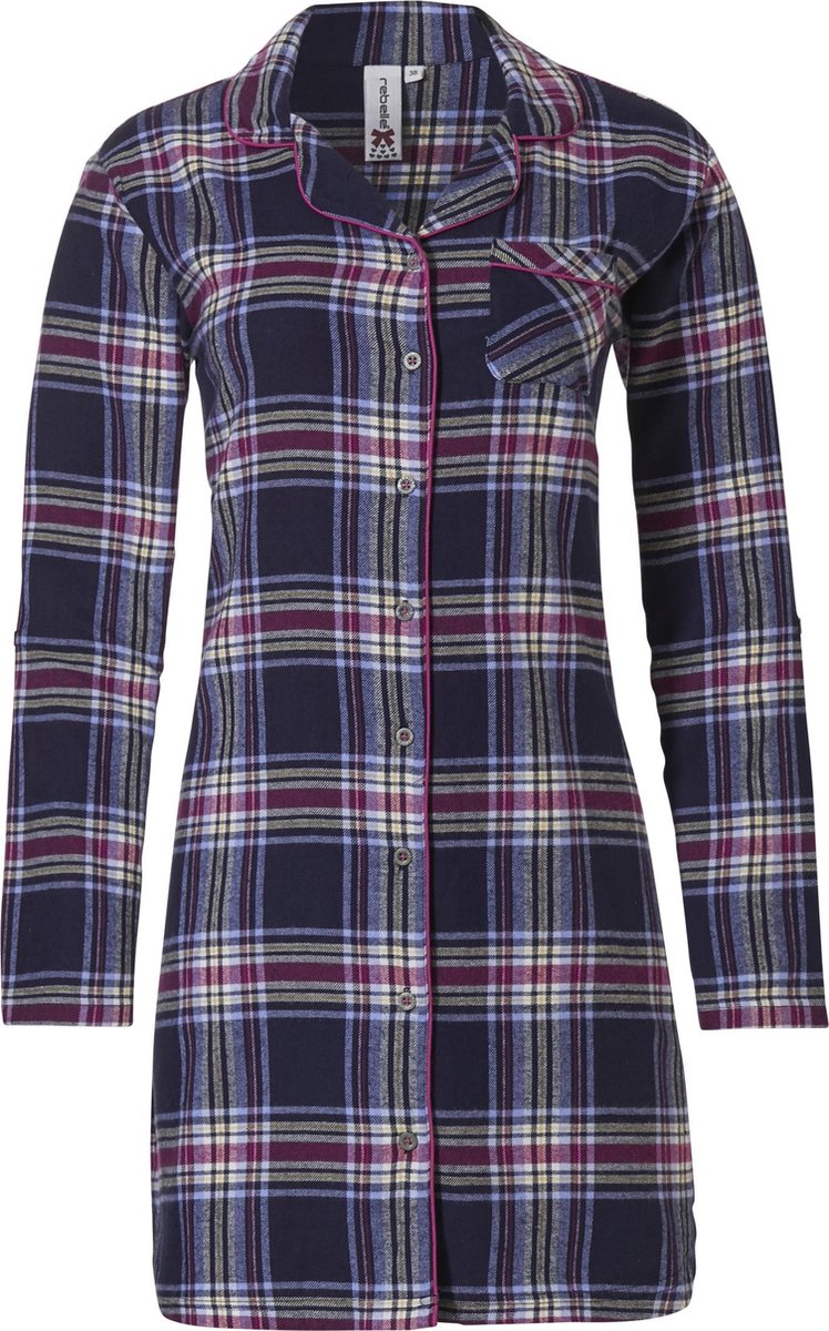 Rebelle Moon & Stars doorknoop Vrouwen Nachthemd - Dark Red Blauw