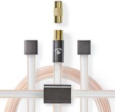 Nedis ANFMTB105GY20 Fm Dipool Antenne Set Iec (coax) + Coax Adapter: Male - Male 2.0 M Transparant - Grijs