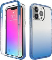 Schokbestendige hoge transparantie Tweekleurige geleidelijke verandering PC + TPU Candy Colors-beschermhoes voor iPhone 13 / 13 Pro (blauw)
