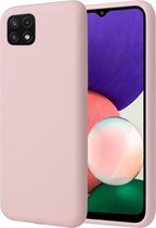 Samsung Galaxy A22 5G Hoesje - Matte Back Cover Microvezel Siliconen Case Hoes Roze