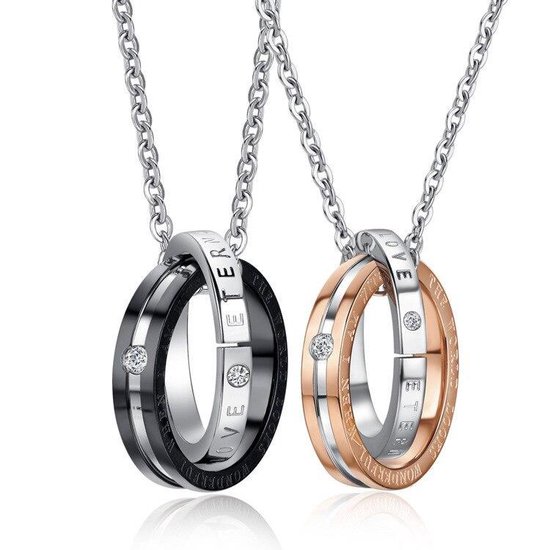 Fler® | Eternal Love halskettingen set voor koppels | Kettingen met ring  hangertjes |... | bol