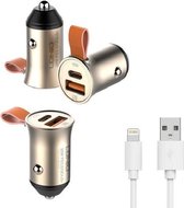 LDNIO C302 PD+QC3.0 Autolader + Lightning kabel voor Apple iPhone 12 / 11 / X / XS / XR / MAX / SE / 5 / 6 / 7 / 8 / Plus / Car Charger