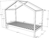 Vipack Kinderbed Dallas 90x200cm - Bed als Huis met Slaaplade - Bedframe met Dak - Peuterbed met Logeerbed - Ledikant - Hout